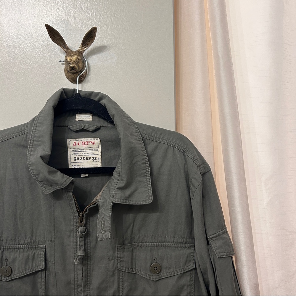 J CREW Broken In Olive Cargo Jacket XL